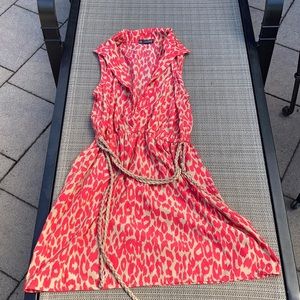 Pink and tan mini dress